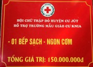 Được sự quan tâm của lãnh đạo các cấp, ngày 19/5/2023 Trường MG Cư K’nia được Hội Chữ thập đỏ huyện Cư Jút tặng 150.000.000 đồng từ Chương trình”Bếp sạch – Ngon cơm”.